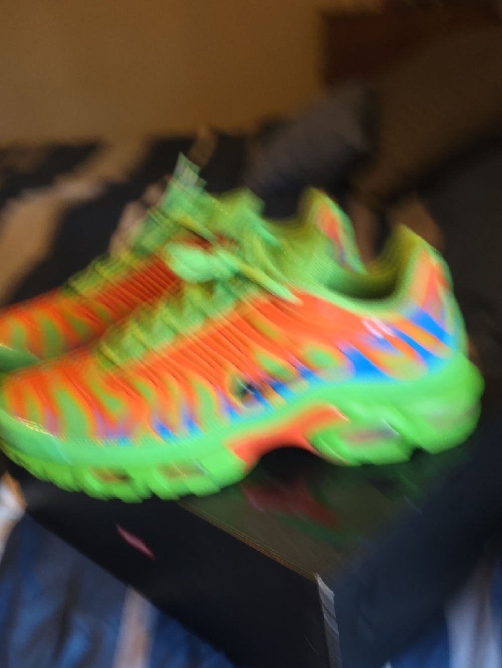 Nike Kids Neon Green & Orange Athletic Sneakers - Picture 9 of 11